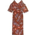 thumbnail image 2 of bar III Womens Watercolor Print Wrap Cold Shoulder Dress, Brown, X-Large, 2 of 2