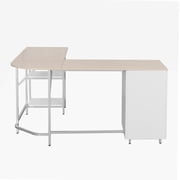 Techni Mobili L-Shape Home Office Desk with Storage, Sand RTA-739DL-SND