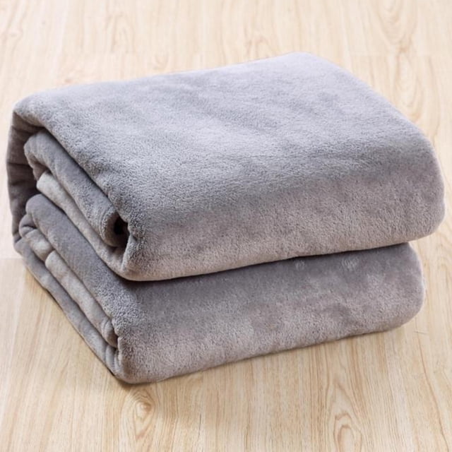 UPGRATOR 1Set Flannel Fleece Blanket for Couch Warmth Cozy Silver Grey 70x79in