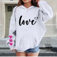 thumbnail image 2 of CPNG Girls Hoodies Tops Love Heart Print Long Sleeve Hooded Sweatshirts with Front Pocket Kids Loose Fit Daily Pullover Sweatshirt, 2 of 5