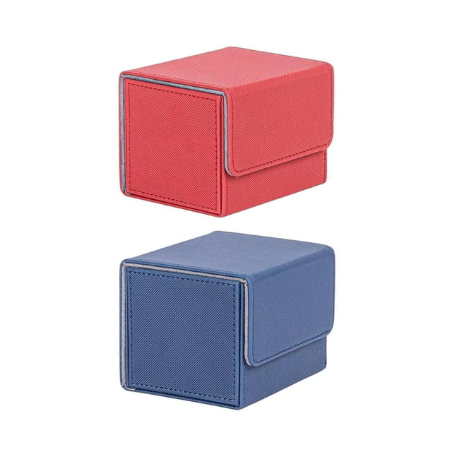 Estuche de almacenamiento para baraja de cartas de 2 piezas, organizador para naipes Rojo y azul