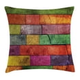 thumbnail image 1 of Rustic Home Decor Throw Pillow Cushion Cover, Vivid Colored Several Equally Pieced Timber Construction Vertical Column Image, Decorative Square Accent Pillow Case, 24 X 24 Inches, Multi, by Ambesonne, 1 of 2