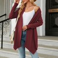 thumbnail image 6 of Fiaer Cardigan Sweaters For Women Trendy Long Sleeve Casual Loose Solid Open Front Cozy Knit Tops Red XL, 6 of 8
