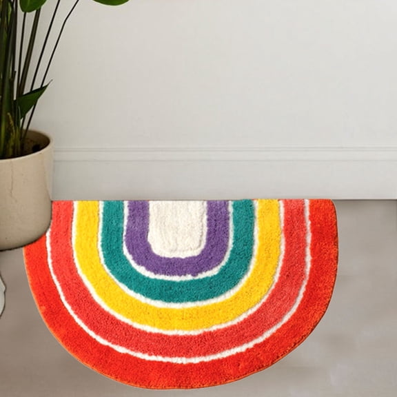 FENGGUIQU 1Pc Semicircular Mat Anti Slip Absorbent Bathroom Rug