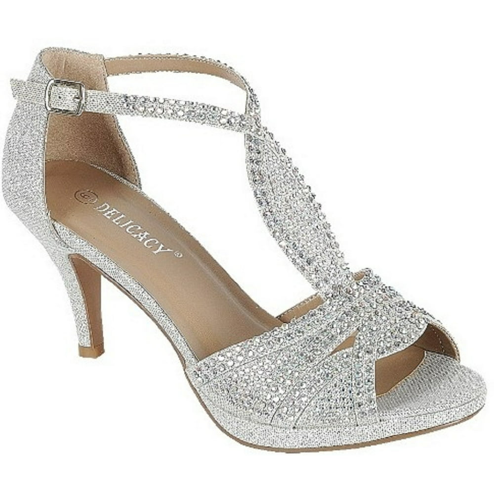 Kitten heel silver wedding shoes