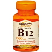 (2 pack) (2 Pack) Sundown Naturals B12 Time Release Tablets, 1500 mcg, 60 Ct