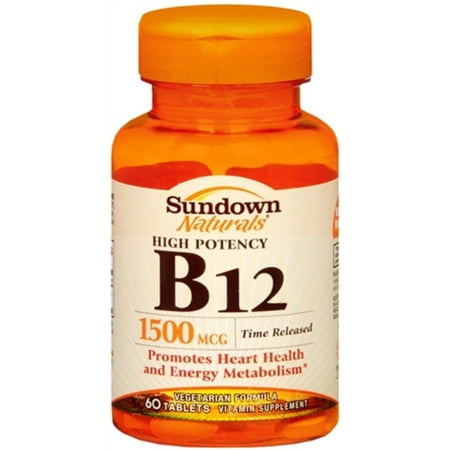 (2 pack) (2 Pack) Sundown Naturals B12 Time Release Tablets, 1500 mcg, 60 Ct
