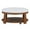 Ivory White, variant on Leumius Coffee Table,2-Tier Round Oversized Button Tufted Ottoman with Wood Shelf Storage for Living Room,Ivory White