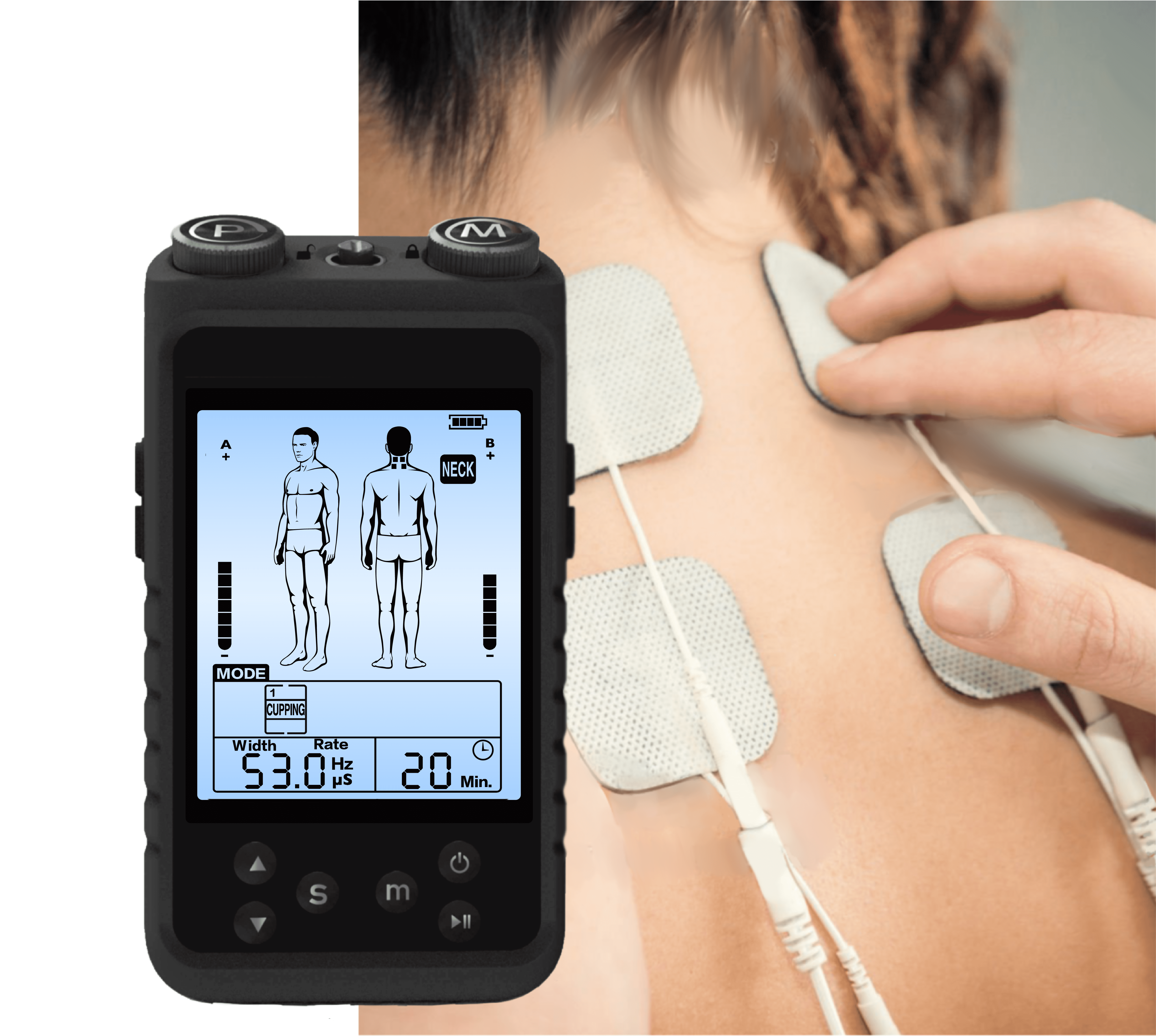  Tens Unit Muscle Stimulator Machine - Dual Channel Electronic  Pulse Massager, Tens EMS Machine for Pain Relief Therapy with 10 Electrode  Tens Unit Replacement Pads (2x2) : Health & Household