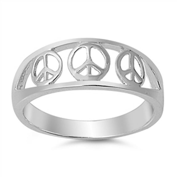 Filigree Peace Sign Symbol Ring .925 Sterling Silver Band Jewelry Female Male Unisex Size 4
