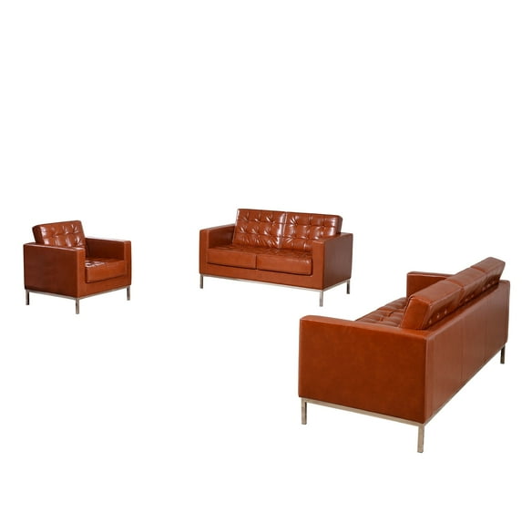 Flash Furniture HERCULES Lacey Series Reception Set in Cognac LeatherSoft