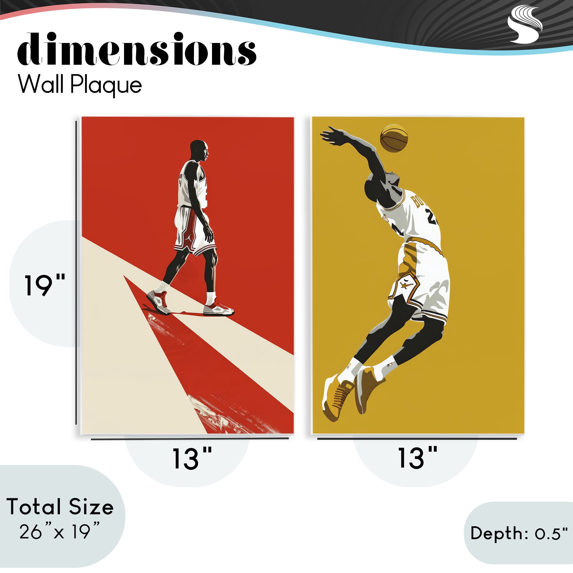 Stupell Industries Iconic NBA Champions 2 Piece Wall Plaque Art Set, design by Ray Powers