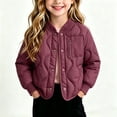 thumbnail image 2 of Girls Lightweight Quilted Padded Jacket Button Down Coat Cozy Warm Long Sleeve Outerwear for Girls Winter Outdoor Daily Wear, 2 of 6