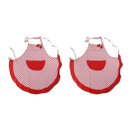 

2pcs Polka Dotted Bowknot Halter-neck Style Sleeveless Cooking Apron with Pocket