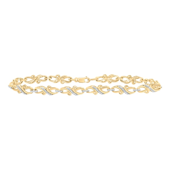 925 Yellow Gold Plated Diamond 5mm Fancy Infinity Tennis Bracelet 1/3 CT | 7"
