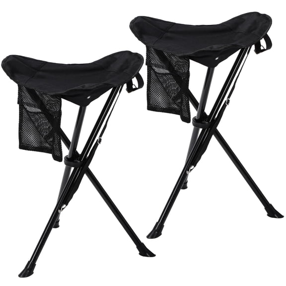 REDCAMP 2-Pack Extra Tall Folding Tripod Stools for Adults – Lightweight Portable Camping, Fishing, Backpacking, and Travel Chairs, Black