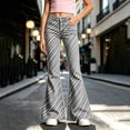 thumbnail image 2 of YAYUBA Girl's Flare Pants High Waist Bell Bottom Pants Bootcut Casual Pants Kids Print Stretch Hippie Pants 15-16 Years Grey, 2 of 5