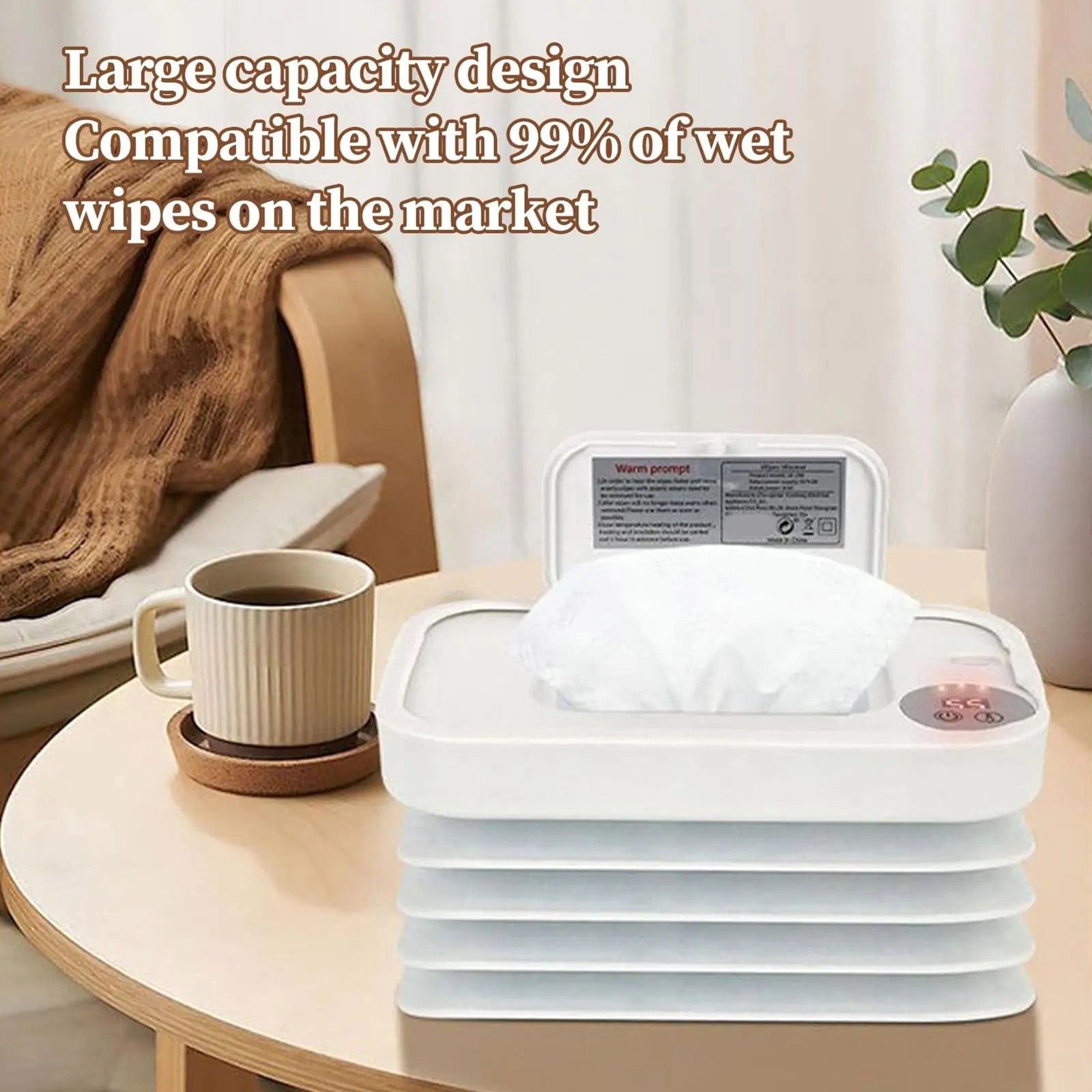 Foldable Infant Wet Wipe Warmer Heating Systems 3 Heat Modes High Capacity Storage Safe Plastic Construction