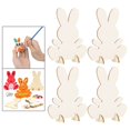 thumbnail image 4 of 4 Uds. Conejo de Pascua formas de madera piezas de madera sin pintar rebanadas adornos colgantes recortes de de madera sin terminar para Sunnimix colgante en blanco, 4 of 8