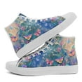 thumbnail image 5 of Coolcustomize Men's High-Top Sneakers with Butterfly, Breathable Floral Upper Lace-Up Ankle Shoes, Unisex Multicolor (Pink/Green/Blue/Purple) Casual Outdoor Walking Shoes for Wide Feet & Daily Wear, 5 of 9