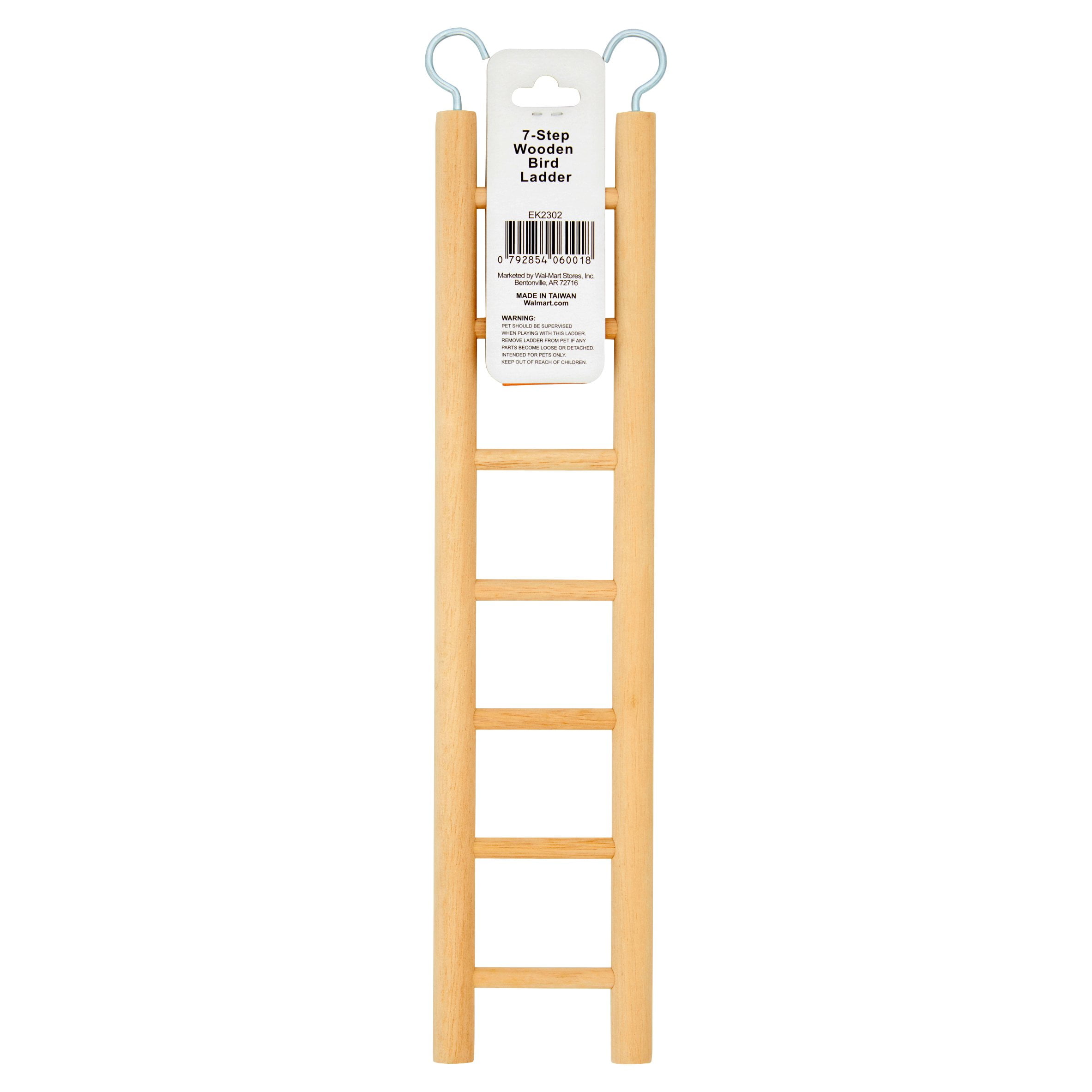 (4 pack) Walmart 7-Step Wooden Bird Ladder for Parakeets & Finches, Brown
