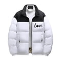 thumbnail image 5 of Feancey Mens Winter Heated Jackets 6 Zone Rechargeable Heating Down Coats Love Letter Printed Puffer Jacket Full Zip Stand Collar Winter Coat White 3XL, 5 of 8