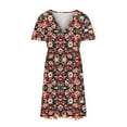 thumbnail image 3 of ibuvkizy Women Plus Size Casual Dress Clearance Summer Fashion Dress V Neck Printed Short Sleeve Comfortable Loose Dress Beach Sundresses, 3 of 8