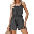 thumbnail image 4 of Diufon Plus Size Womens Shorts Bodysuits Round Neck Sleeveless Rompers Waisted Jumpsuits with Pockets, 4 of 7