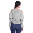 thumbnail image 4 of Moomaya Printed Casual Long Sleeve Tops Women Cold Shoulder Ruffle Sleeves Top, 4 of 5