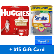 [$15 Savings] Similac Pro-Sensitive Value-Size Infant Formula and Huggies Little Snugglers Size 3 Diapers with Free $15 Walmart eGift Card