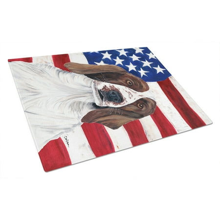 

Carolines Treasures SC9024LCB USA American Flag with Welsh Springer Spaniel Glass Cutting Board Large 12H x 16W