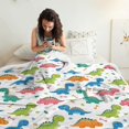 thumbnail image 3 of Cute Dinosaur Cartoon Pattern Soft Sherpa Fleece Throw Blanket, Warm Cozy Plush Blanket for Sofa Bed Couch, All Season, 60"x80", 3 of 5