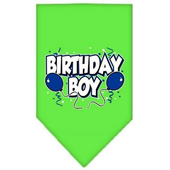 Mirage Pet Products 66-05 LGLG Birthday Boy Screen Print Bandana Lime Green Large