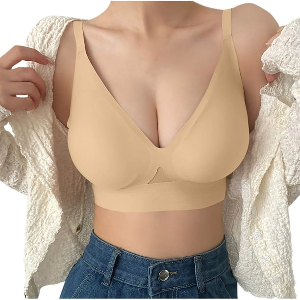 Puntoco Sujetadores cómodos para mujer, de moda, de color sólido, gruesos, inalámbricos, con soporte suave, para uso diario