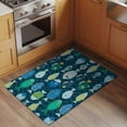 thumbnail image 2 of Deep Green Fishes Entryway Rug 2'x3'&nbsp; Non Slip Front Door Mats, Cartoon Coastal Ocean Fish Striped Entrance Rugs Indoor Outdoor Carpet, Washable Floor Mats Small Area Rug for Bedroom Kitchen, 2 of 8