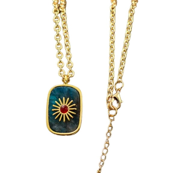 Apatite Sun Pendant Necklace