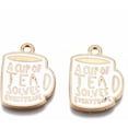 thumbnail image 2 of 10Pcs Cup with Phrase A CUP OF TEA SOLVES EVERYTHING Charms Jewelry Findings Pendant Ornament Alloy Enamel Pendants for Necklace Bracelet Jewelry Making White 20x15x1.5mm Hole: 1.6mm, 2 of 3