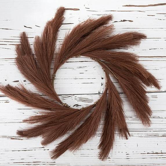 D-GROEE Faux Pampas Grass Wreath for Home Decor - Modern Wreath - No Shedding, Long Lasting Unique Farmhouse Decor - from Lightweight Cloth