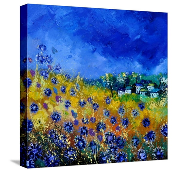 Art.com Blue Cornflowers 7741 Stretched Canvas Print Wall Art by Pol Ledent, 16" x 16"
