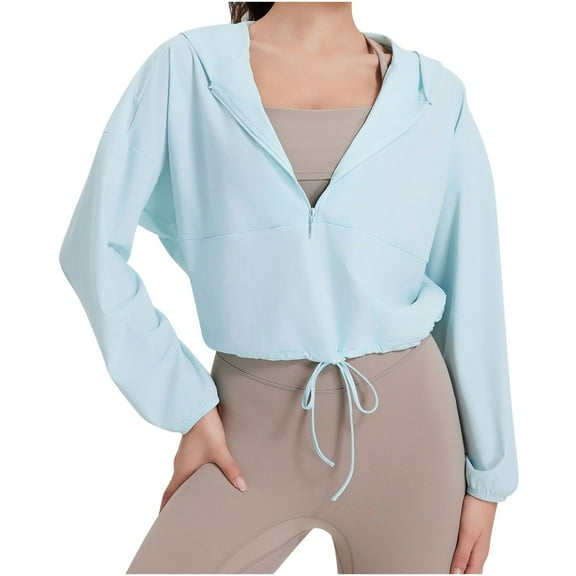 HBYJLZYG Women's UPF 50  Light Jacket Summer Sun Protection Hoodie SPF UV Jacket Hiking Fishing Shirt Long Sleeve Half Zip 2024