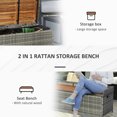 thumbnail image 3 of Outsunny Outdoor Storage Bench Wicker Deck Boxes with Wooden Seat, Rattan Container Bin with Lip, Ideal for Storing Tools, Accessories and Toys, Grey, 3 of 9