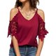 thumbnail image 1 of Camisetas Con Hombros Descubiertos, Camiseta Con Cuello En V Para Mujer, Ligera Y Transpirable Para Vacaciones OTVIAP Rojo XXL, 1 of 6