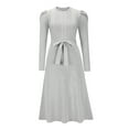 thumbnail image 4 of CEHVOM Robe Tricotée Unie pour Femmes Manches Longues Robe Décontractée Robe Longue, 4 of 8