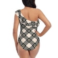 thumbnail image 6 of Yiaed Daisy Plaid Black Print Women One Piece Swimsuits Tummy Control One Shoulder Bathing Suits Pattern Ruffle Swimwear-Medium, 6 of 8