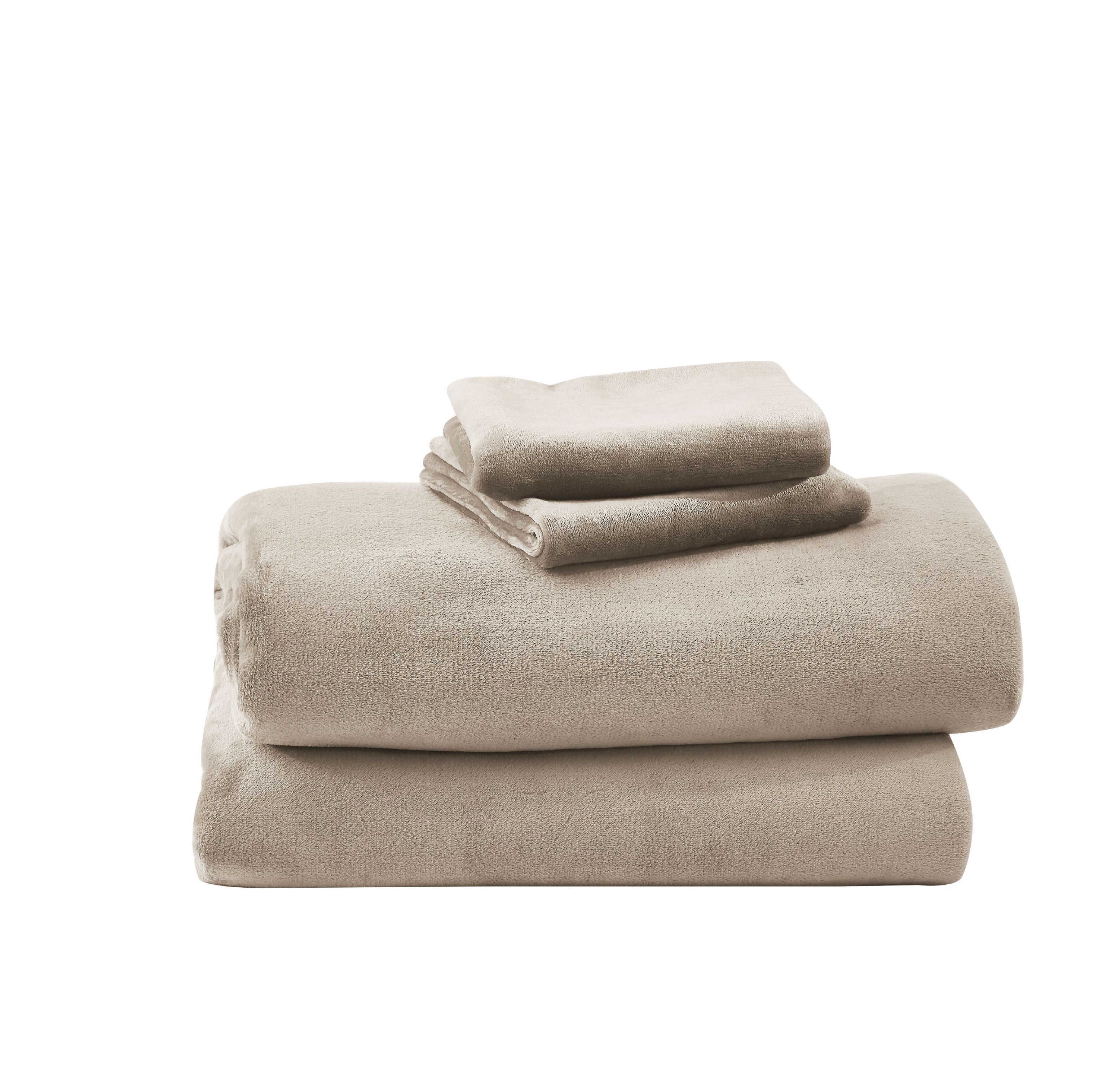 Warm and Cozy Super Plush Flannel Fleece Sheet Set, Taupe, Twin