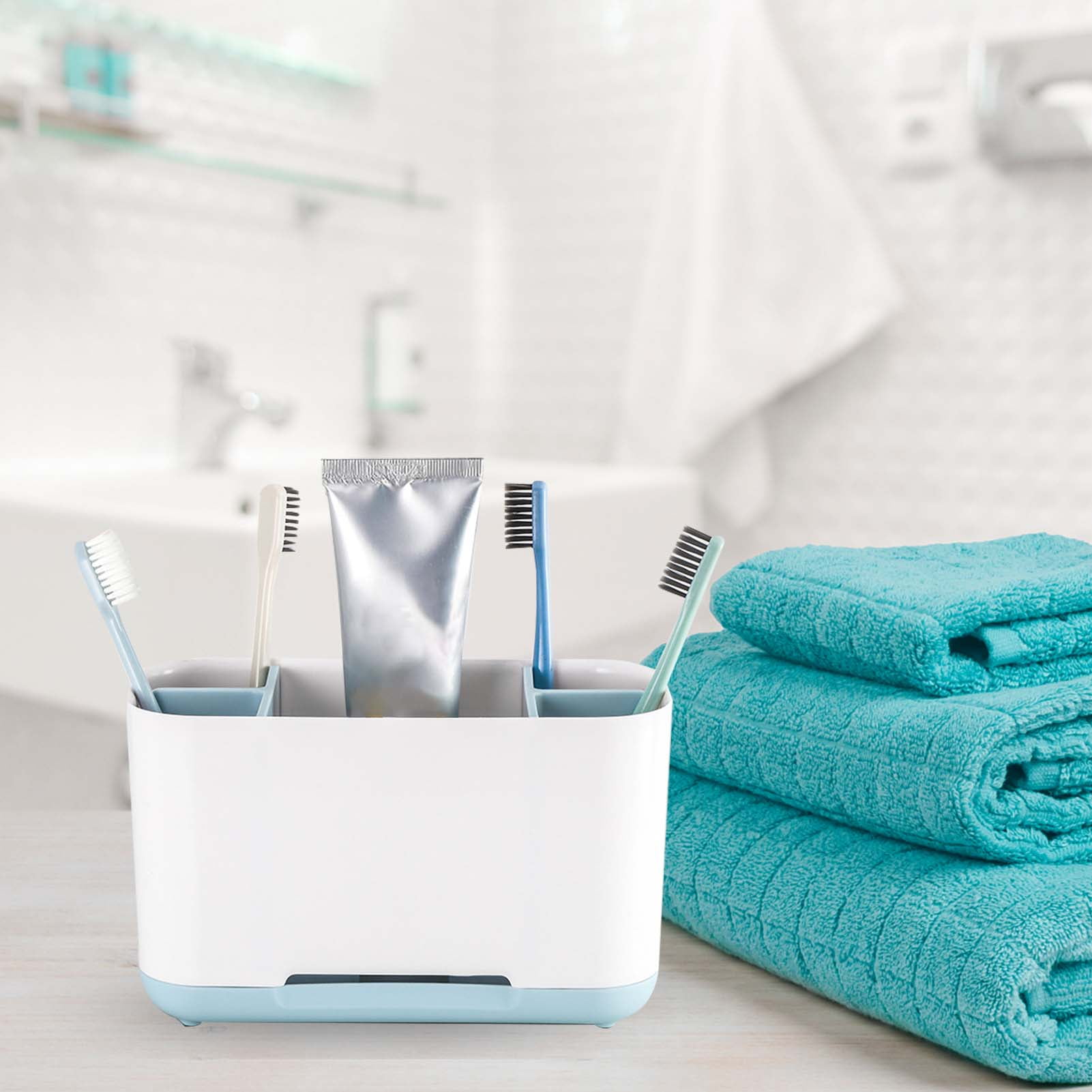 Toothbrush Holders Detachable Toothpaste Dispenser 5 Slots Toothbrush