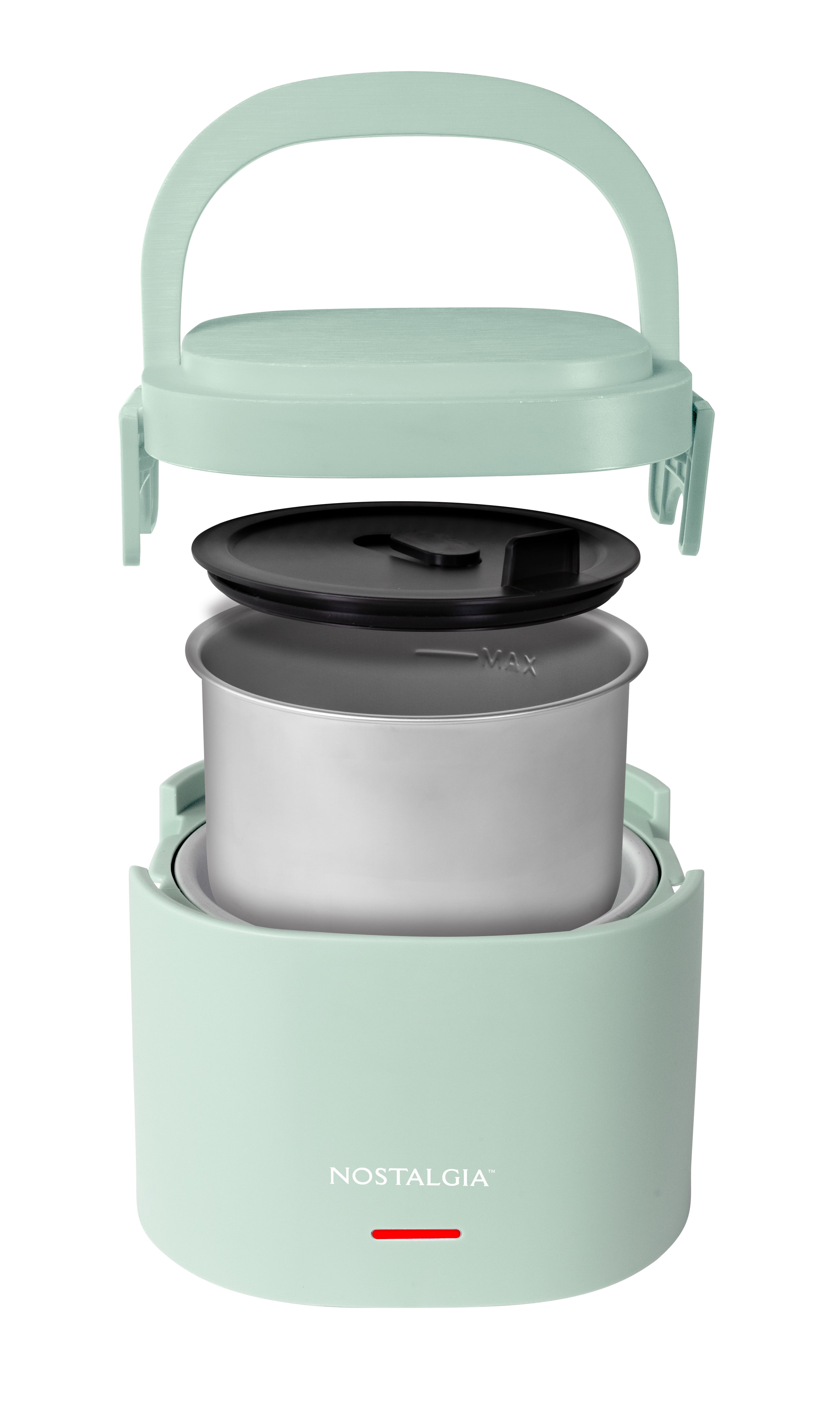 Nostalgia 20 oz Portable Heated Lunch Box with Stainless Steel Lunch Container, Green
