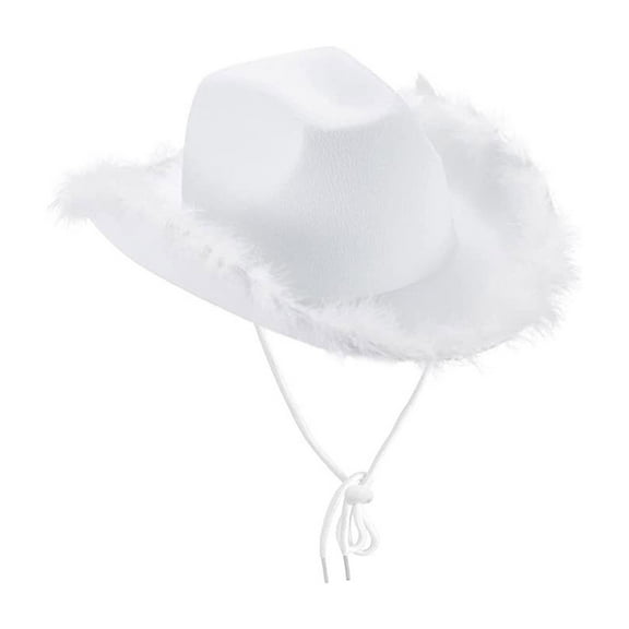 Beautiful Wide Brim Cowgirl Hat Fluffy Brim Cowboy Hat All-match for Carnival Cosplay Street