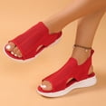 thumbnail image 5 of GERsome Women's Wedge Sandals Open Toe Breathable Mesh Walking Shoes Ankle Strap Summer Travel Beach Outdoor Sandals, Red Size 6.5, 5 of 9