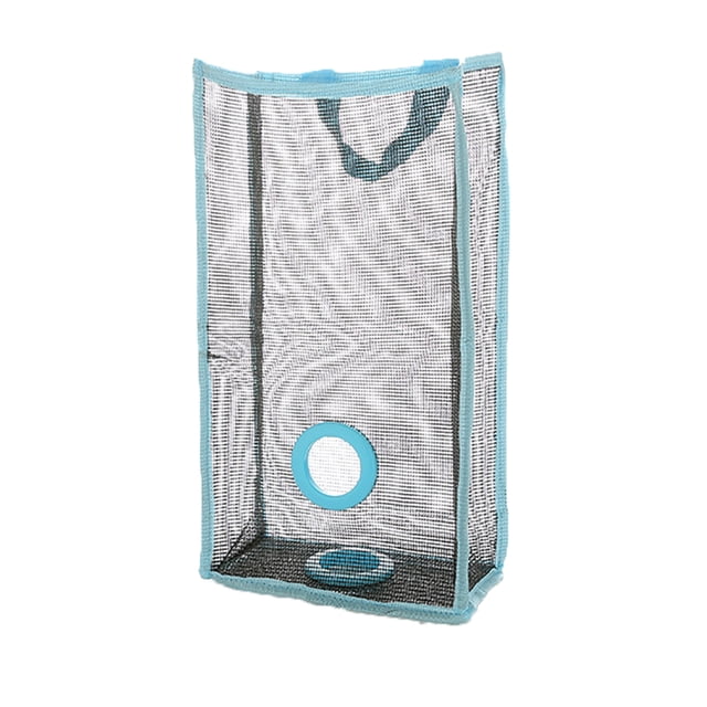 Hanging Reusable Storage Mesh Bag Vegetable Bag for Fruit Garlics Garbage(Blue L)